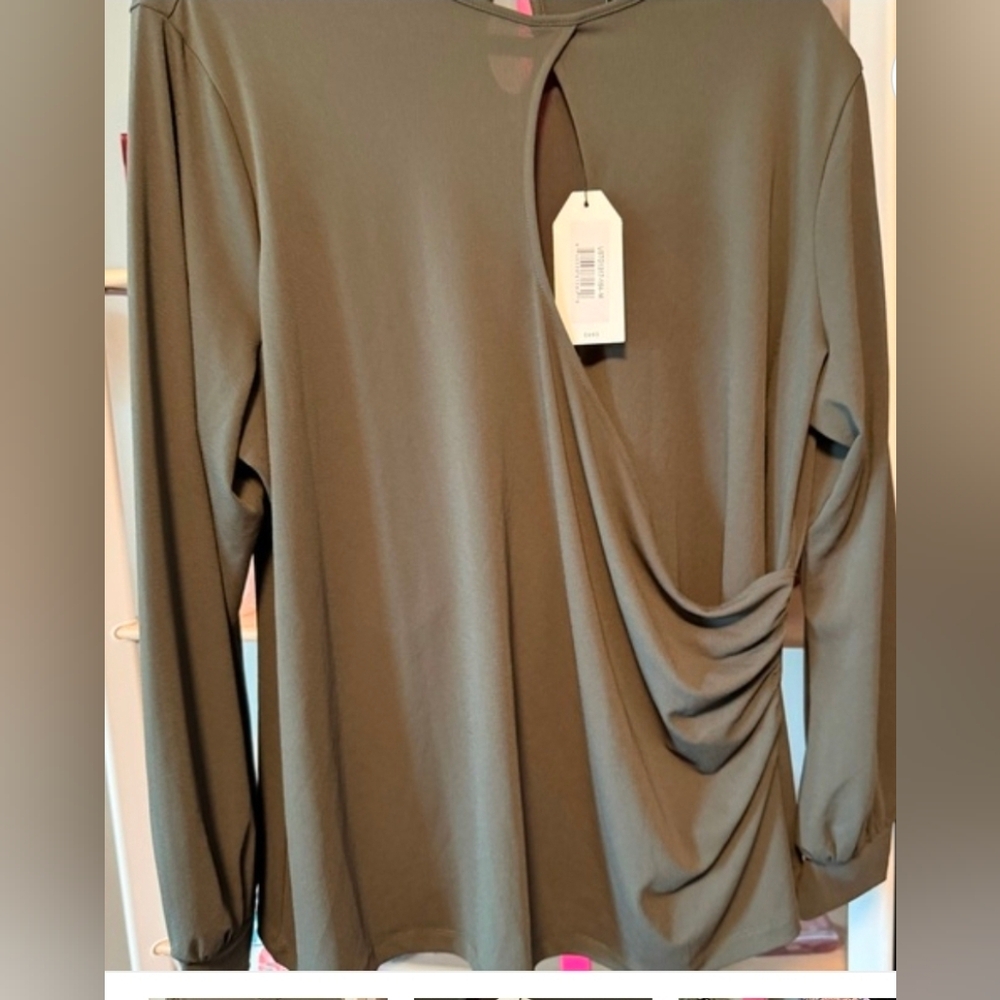Universal Standard Faux Wrap Olive Women's Blouse